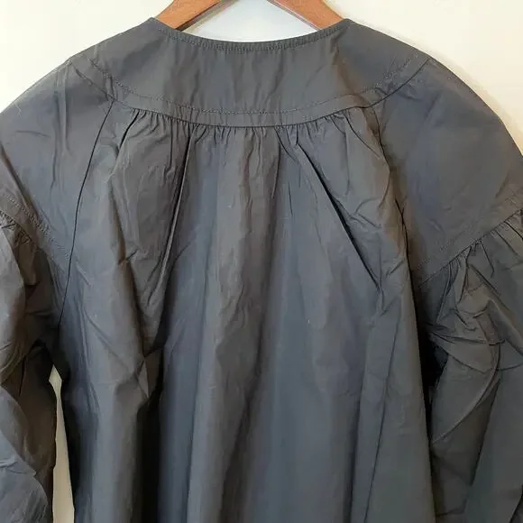 J.Crew Shirred Popover Top Cotton Poplin Long Sleeve Office Date CI522 Black XXS - Picture 9 of 15